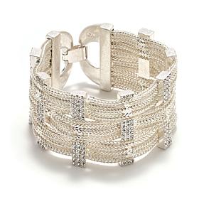 MarlaWynne Crystal-Accented Multi-Layered Wheat Chain Bracelet