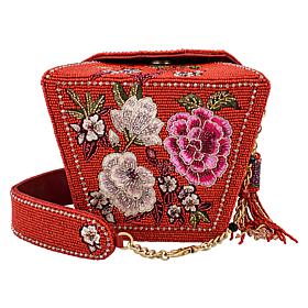 Mary Frances Scarlet Bloom Hand-Beaded Top Handle Bag