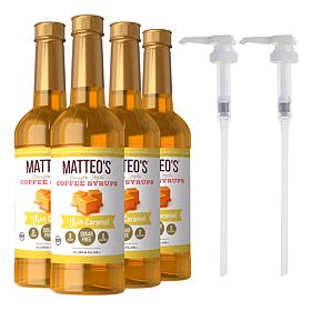 Matteo's 4-pack Sugar-Free Caramel Coffee Syrup w/2 Pumps