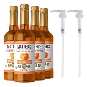 Matteo's 4-pack Sugar-Free Salted Caramel Coffee Syrup w/2 Pumps