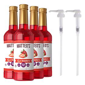 Matteo's 4-pack Sugar-Free Strawberry Flavored Syrup w/2 Pumps