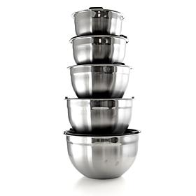 MegaChef 5 Piece Multipurpose Non Slip Stackable Mixing Bowl Set wi...