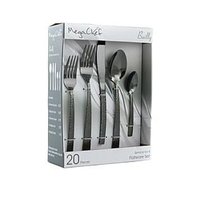 MegaChef Baily 20 Piece Flatware Utensil Set, Stainless Steel Silve...