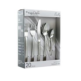 MegaChef Baily 20 Piece Flatware Utensil Set, Stainless Steel Silve...