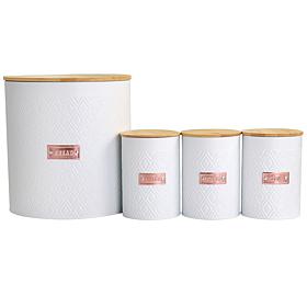 MegaChef Iron Canister Set, White - 4 Piece