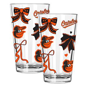 Memory Company 2-pack MLB 16oz Bow Pint Glasses, Baltimore Orioles