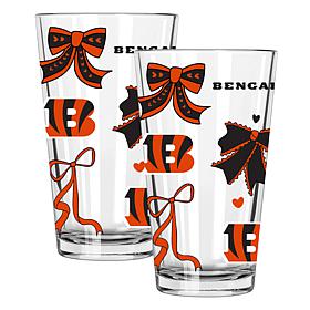 Memory Company 2-pack NFL 16oz Bow Pint Glasses, Cincinnati Bengals