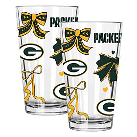 Memory Company 2-pack NFL 16oz Bow Pint Glasses, Green Bay Packers