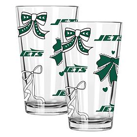 Memory Company 2pk 16oz Bow Pint Glass Jets