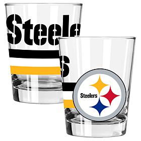 Memory Company Big Stripes Pgh. Steelers 2pk 15oz Double Old Fashion