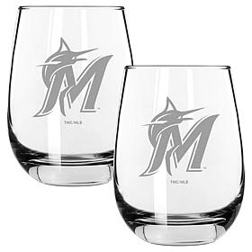 Memory Company Marlins 2PK15oz Wine Glass