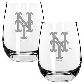 Memory Company Mets 2PK 15oz Wine Glass