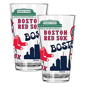 Memory Company MLB Red Sox 16-oz Stainless Steel Pint Glasses 2-Pack