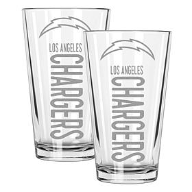 Memory Company Pinnacle Los Angeles Chargers 2 pack 16oz Pint Glass
