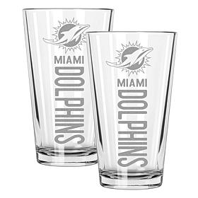 Memory Company Pinnacle Miami Dolphins 2 pack 16oz Pint Glass