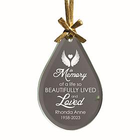 Memory of a Life Teardrop Beveled Glass Ornament 