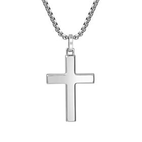 Men's Stainless Steel Cross Pendant with Chain Necklace