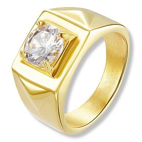Men's Stainless Steel CZ Square Signet Ring