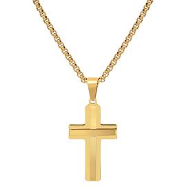 Men's Stainless Steel Double Cross Pendant with Chain