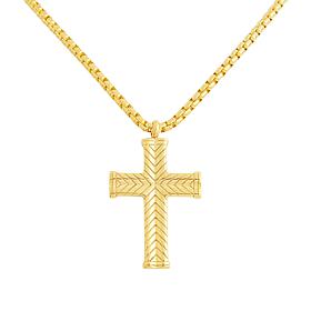 Men's Stainless Steel Textured Cross Pendant with Chain