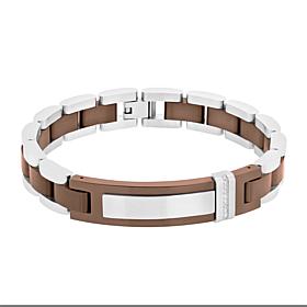 Men's Two-Tone Stainless Steel Diamond Accent ID Bracelet
