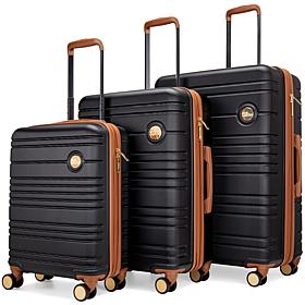 Miami CarryOn Brickell 3 Piece Expandable Retro Spinner Luggage Set