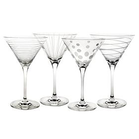 Mikasa Cheers Set of 4 Etched-Crystal Martini Glasses