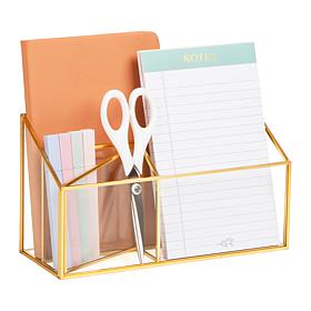 Mind Reader 4-Compartment Glass Desktop Organizer
