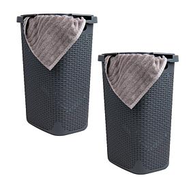 Mind Reader 60 Liter Slim Laundry Hamper Set of 2 Brown