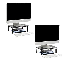 Mind Reader Adjustable Iron Monitor Stand 2-Pack, Black