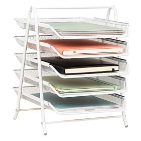 Mind Reader Desk Organizer with 5 Sliding Paper Trays - Yellow