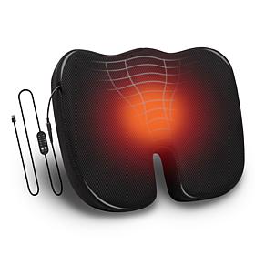 Mind Reader Heated Memory Foam Seat Cushion with 4 Heat Settings
