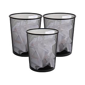 Mind Reader Mesh Trash Can Set of 3 Wastepaper Basket Round