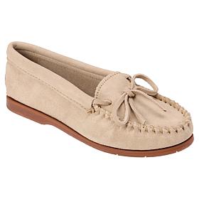 Minnetonka® Tie Slip-On Genuine Suede Moccasin Loafer 