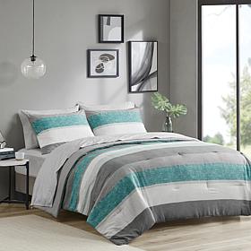 Modern Stripe Comforter Bed in a Bag Set with Sheets