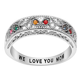 Mother's Fancy Filigree Family Birthstone Ring