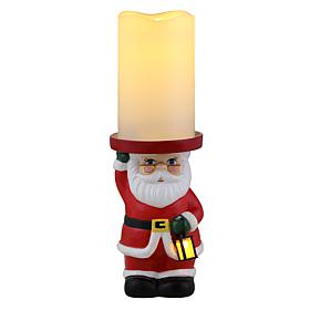 Mr. Christmas 6" Ceramic Snowman Candle Holder and Flameless Candle