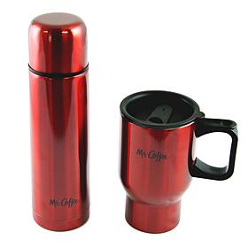 Mr Coffee Javelin 2-Piece Double Wall Thermos and Travel Mug Gift S...