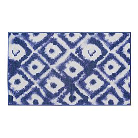 My Magic Carpet Shibori Geometric Diamond Blue Washable Area Rug 3'x5'