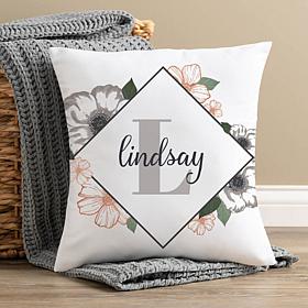 Name and Initial Floral Throw Pillow