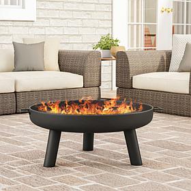 Nature Spring 27.5" Round Outdoor Fire Pit - Black