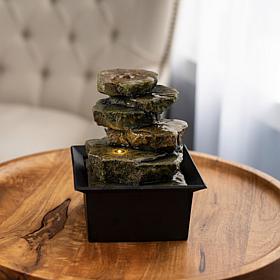 Nature Spring LED Tabletop Rock Water Fountain - Black