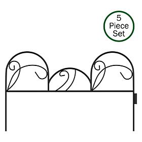 Nature Spring Metal Garden Fencing Set of 5 Panels - Black