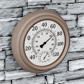Nature Spring Silver Clock Thermometer Hygrometer - Silver