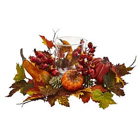 Nearly Natural 16” Gourd/Berry/Leaf Artificial Arrangement Candelabrum