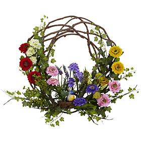 Nearly Natural 22" Spring Floral Wreath