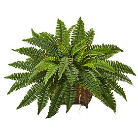 Nearly Natural 23" Boston Fern in Metal Planter