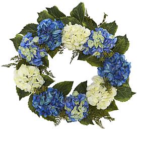 Nearly Natural 24" Hydrangea Wreath