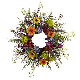 Nearly Natural 24" Spring Garden Wreath with Twig Base