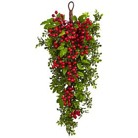 Nearly Natural 26" Berry Boxwood Teardrop Arrangement